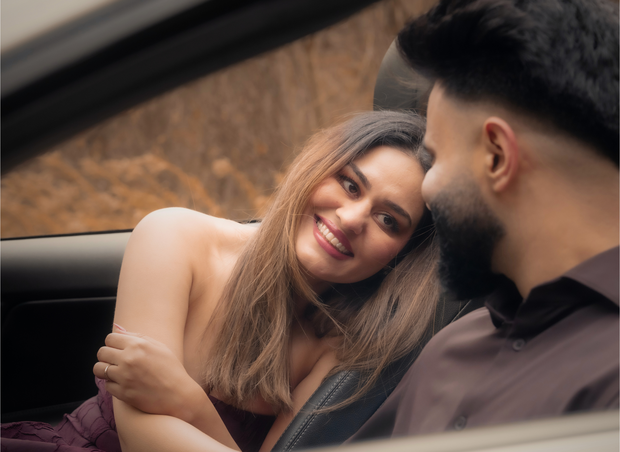 Elegant wedding couple in a cinematic setting